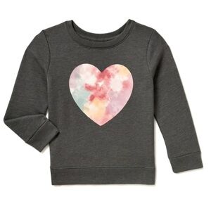 Garanimals Toddler Girl Tie-Dye Heart Sweatshirt Activewear long top- Size 2T